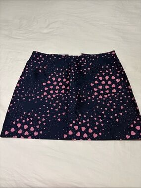 Lilly Pulitzer Navy Mini Skirt with Pink Heart Print